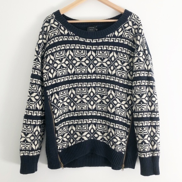 Cliché Couture Wool Knit Zipper Nordic Sweater Pull Over Size Medium - Picture 12 of 12